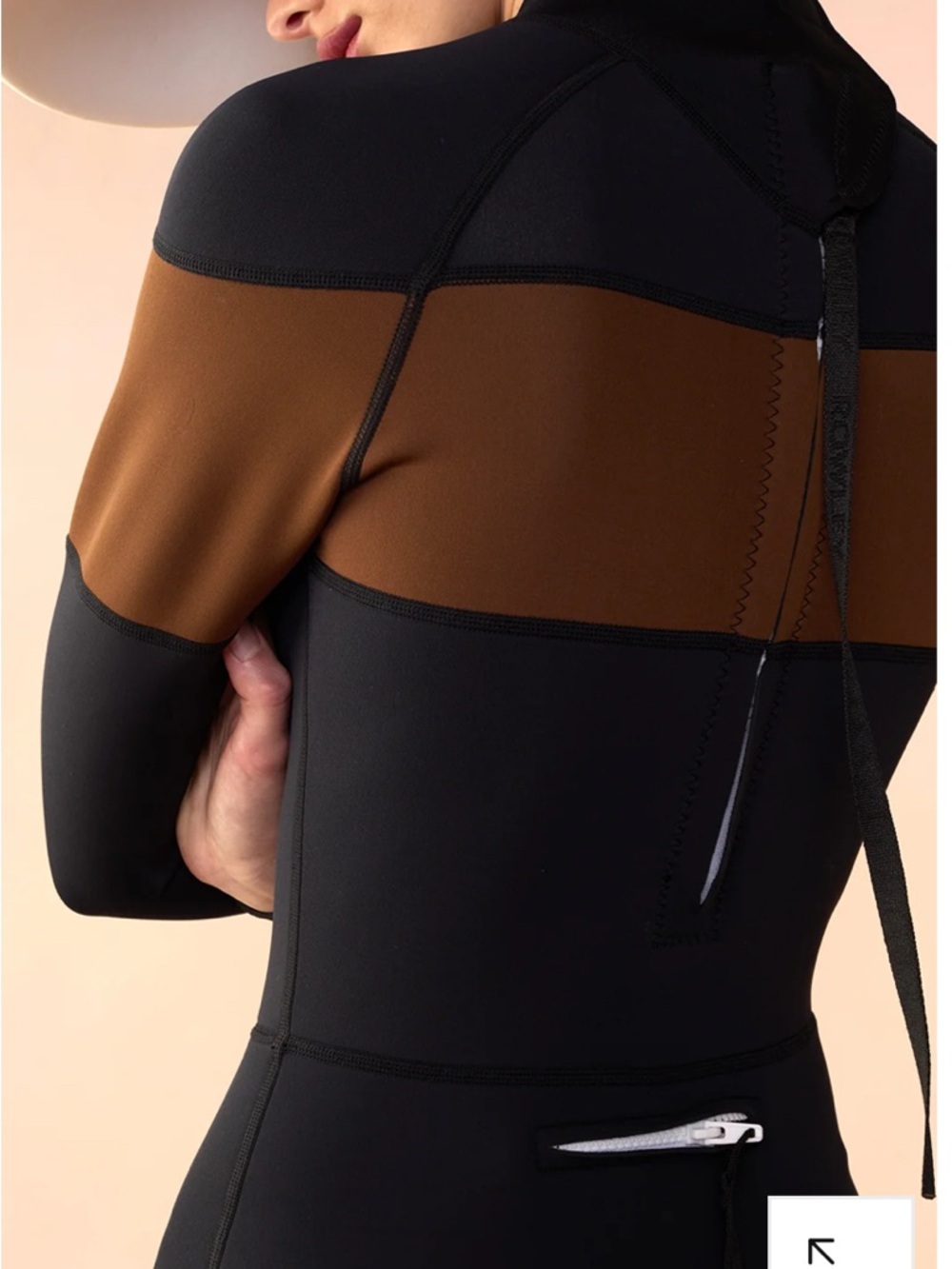 Cynthia Rowley Black and Brown Long-Sleeve One-Piece Wetsuit 2mm NWT - Picture 3 of 8